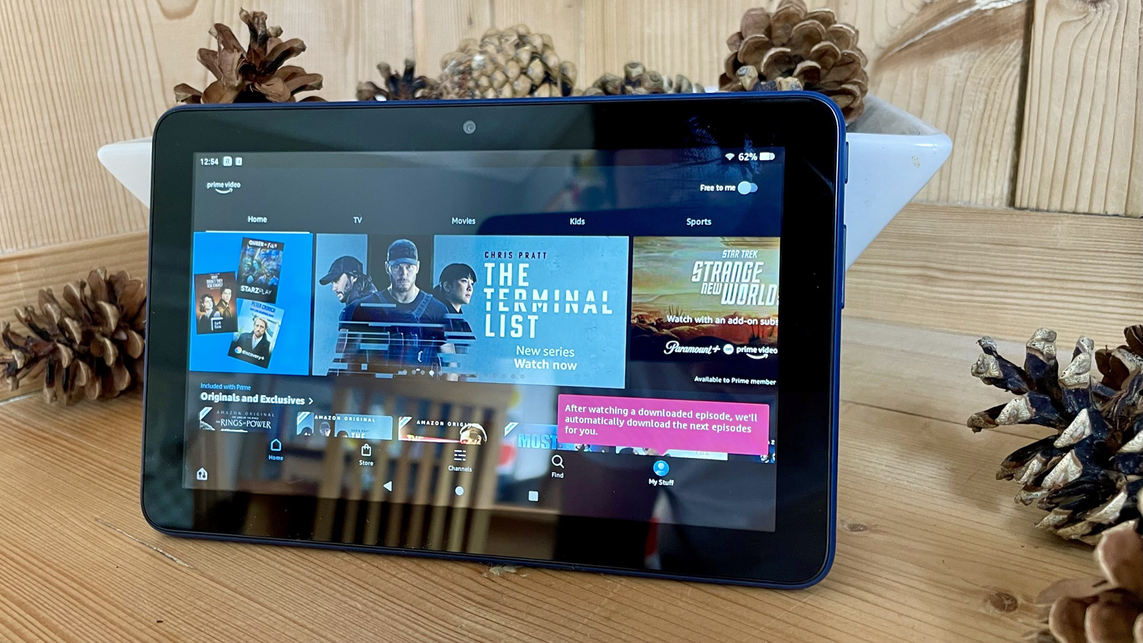Amazon Fire 7 (2022) tablet showing Prime Video